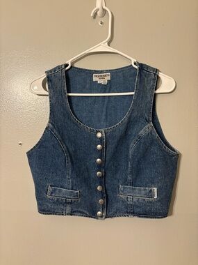 Vintage Guess Denim Vest Harley Davidson Patch Made in USA Size Medium
